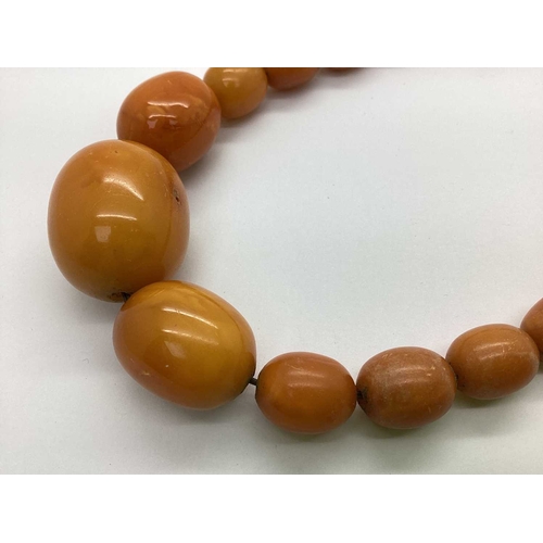 79 - A Graduated Single Strand Amber Colour Bead Necklace, (in need of restringing) approximately 44cm lo... 