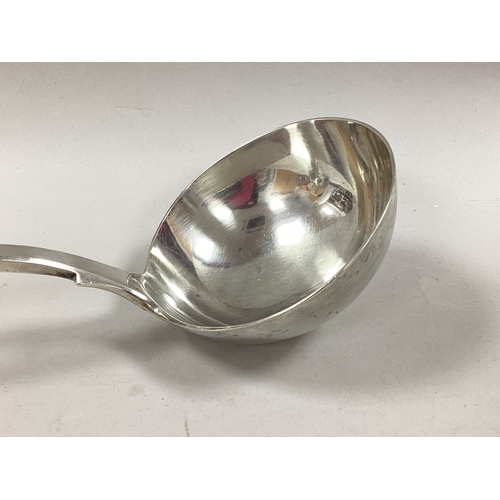 14 - A Victorian Hallmarked Silver Ladle, GA, London 1854, the handle terminal engraved with stag head cr... 