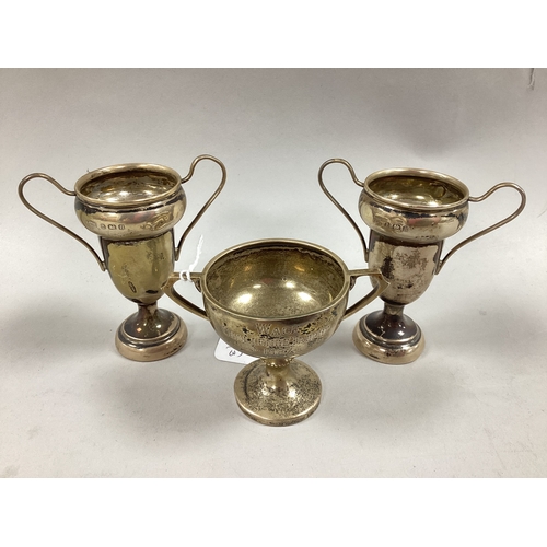 15 - A Hallmarked Silver Twin Handled Miniature Trophy, W.D., Birmingham 1926, enscribed 