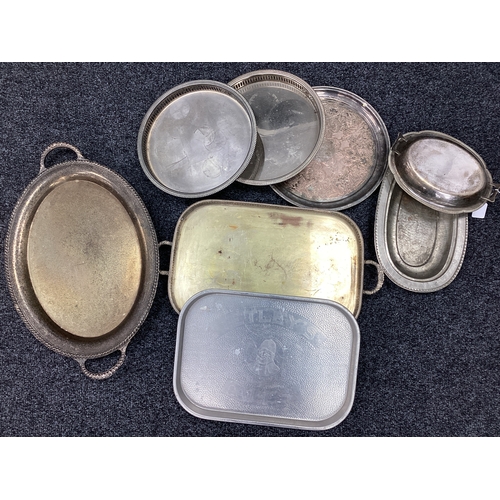 193 - An Assortment of Platedware, including Lancelot circular tray, twin handled tray of oval form with d... 