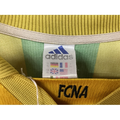 438 - French Match Worn Circa 1999 Football Shirts, Nantes Adidas Green & Yellow Stripes, with 'Canal +' a... 