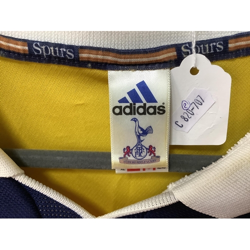 445 - Tottenham Hotspur Adidas Home & Yellow Away Shirts, both bearing 'Holsten' logo, size XL (2)