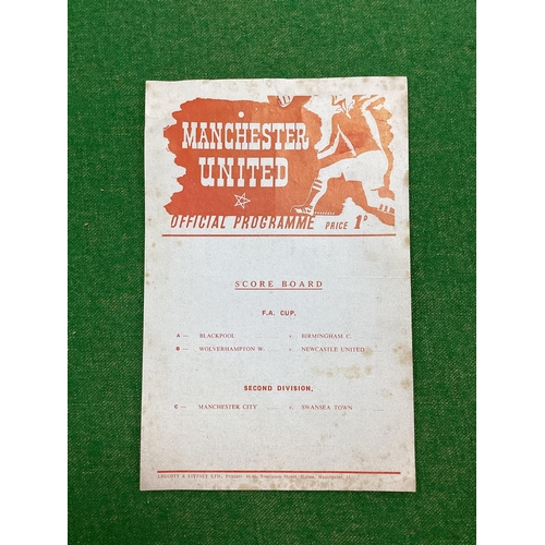 863 - Manchester United Reserves 1951-2 v. Blackburn Rovers Reserves, single sheet programme, dated March ... 