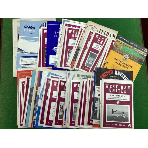 882 - West Ham Late 1950s/Early 1960s, 118 home and away football programmes, generally good.