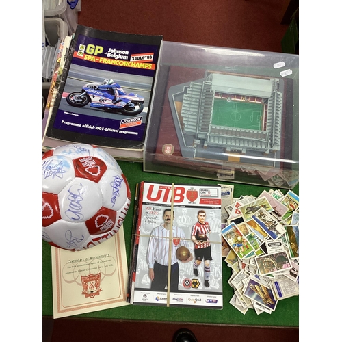 892 - The Official Replica of Anfield, by Pemier Collectables, Nottingham Forest signed ball. Motorcycle p... 