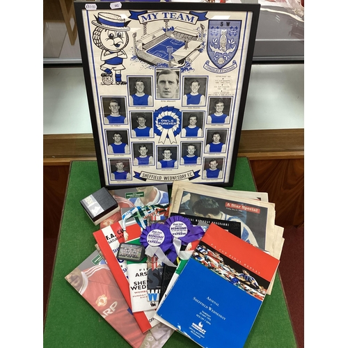 900 - Sheffield Wednesday 1960's 'My Team' Poster. Park Drive cigarette box, rosettes, Big Match programme... 