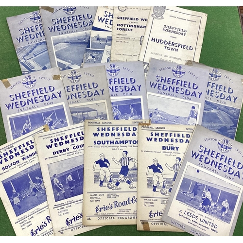 902 - Sheffield Wednesday Programmes, 48-9 v. Bury, Southampton 49-50 v. Brentford, 50-1 v. Derby, Bolton,... 