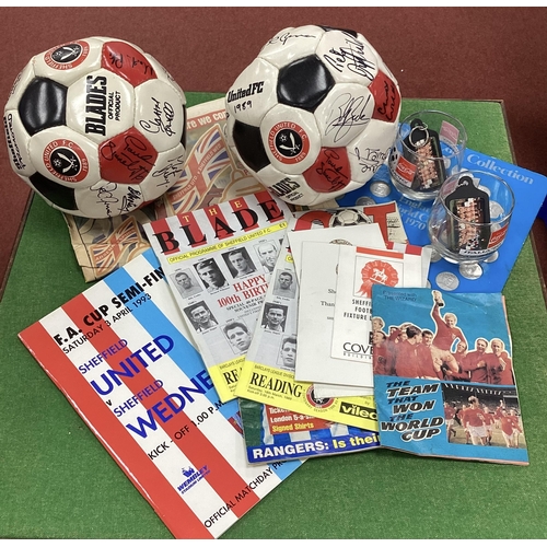 913 - Sheffield United Signed Balls (x 2), including Bryson, Deane, Tracey, Agana, Pike (all unverified). ... 