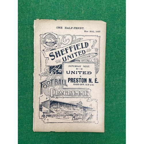 929 - 1907-8 Sheffield United Reserves v. Doncaster Rovers First Team, four page programme dated November ... 