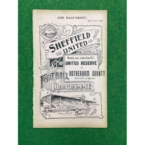 930 - 1908-9 Sheffield United Reserves v. Doncaster Rovers First Team, four page programme, dated April 17... 