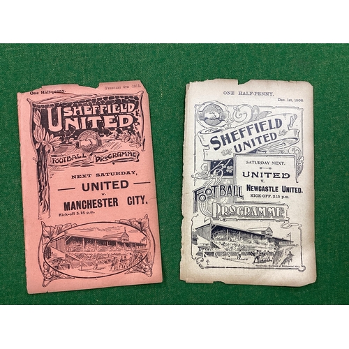 932 - Sheffield United Reserves v. Doncaster Rovers First Team, four page programmes 1906-7 and 1910-11 (b... 