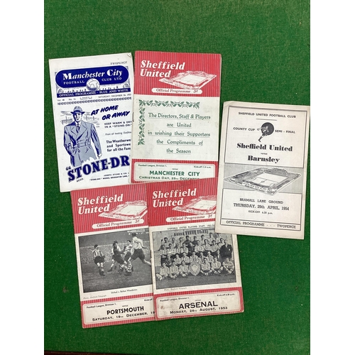 937 - Sheffield United 1953-4 Programmes v. Barnsley - County Cup, Arsenal, Portsmouth, Manchester City an... 