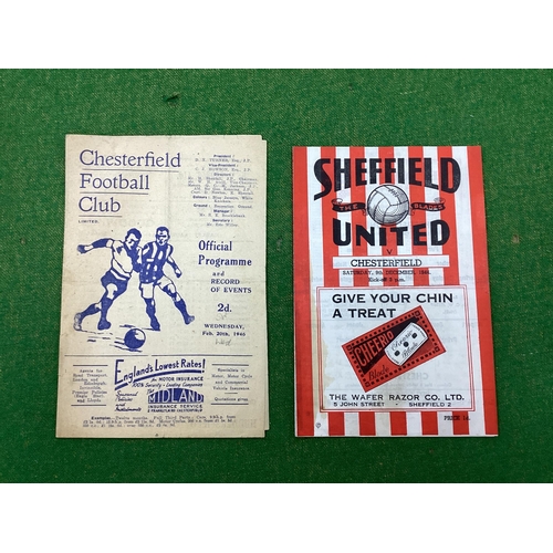 941 - Chesterfield Programmes 1945-6 v. Sheffield Wednesday, dated February 20th1946, (tear to back page).... 