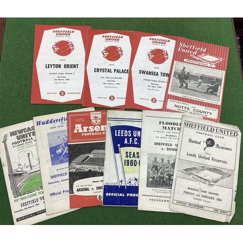 942 - Sheffield United Programmes - Reserves 53-4 v. Leeds Reserves, 54-5 v. Dundee - Friendly, 60-1 away ... 