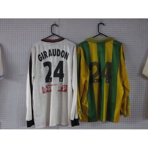 438 - French Match Worn Circa 1999 Football Shirts, Nantes Adidas Green & Yellow Stripes, with 'Canal +' a... 