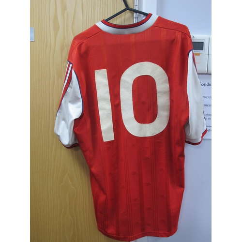 432 - Arsenal 1988-89 Match Worn Adidas Red & White Home Shirt, with 'JVC' logo, Number '10' (Paul Merson)... 