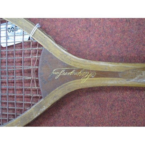 500 - Tennis Rackets - Slazenger Demon Fishtail. Doherty Long, Bancroft, Speed Bird De Luxe, Wisden Comet.... 