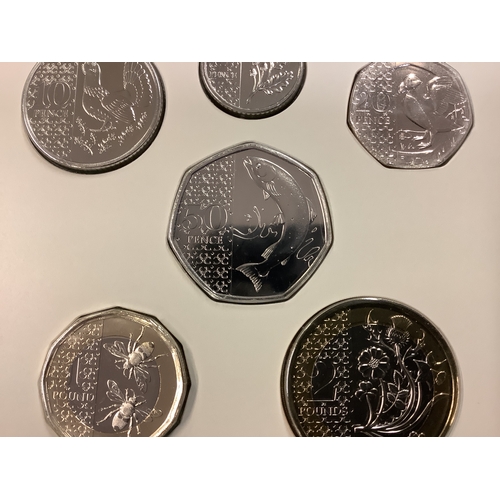 254 - The Royal Mint King Charles III Definitives 2023 UK BU Coin Set including Fifty Pence Coin - Salmon ... 