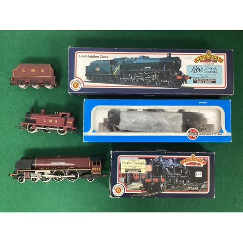 600 - Five 00 gauge LMS steam locomotives by Bachmann, Airfix and Hornby, including boxed Airfix Fowler 4F... 