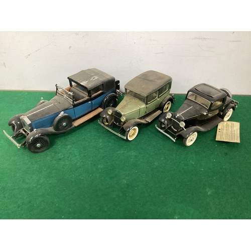 617 - Three Franklin Mint 1:24th Scale Precision Diecast Model Vehicles including Ford Model A Tudor (appe... 