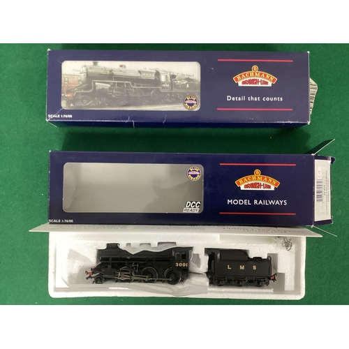 626 - Two Bachmann 00 gauge LMS Steam Locomotives including item 32-575 Ivatt Class 4 in LMS Black livery ... 