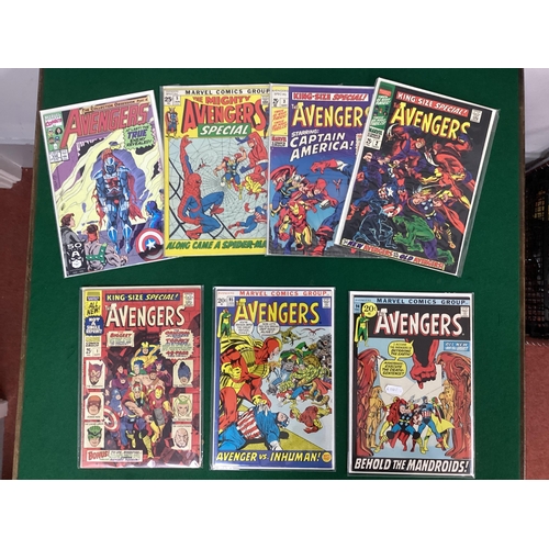 651 - Seven Marvel Comic Books, of The Avengers themes, including The Avengers #94, #95, The Avengers King... 