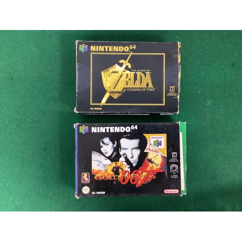 724 - Two Nintendo 64 (N64) Games Cartridges, The Legend of Zelda Ocarina of Time, Goldeneye 007, both box... 