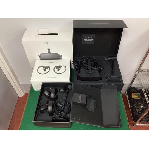 730 - Oculus Rift Virtual Reality Headset and Touch Controllers, Boxed. Incomplete. Untested for working o... 