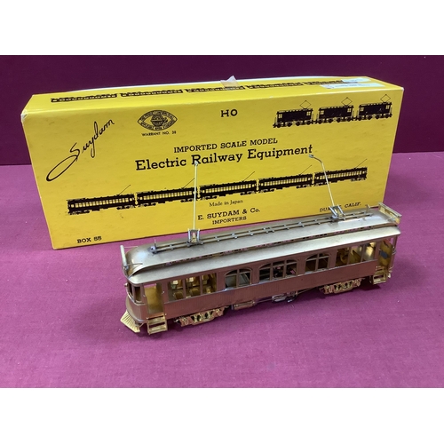 800 - A Suydam Japanese Brass HO Gauge model of Pacific Electric Streetcar No 414, boxed, unpainted, untes... 