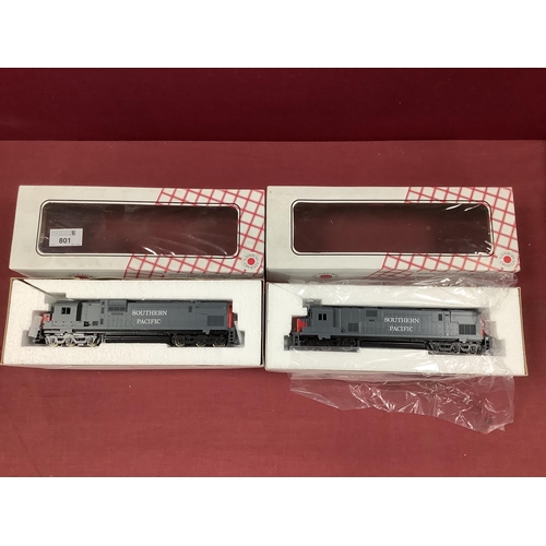 801 - Two Stewart Hobbies kit-built HO scale Alco Century 628 diesel locomotives, in Southern Pacific live... 