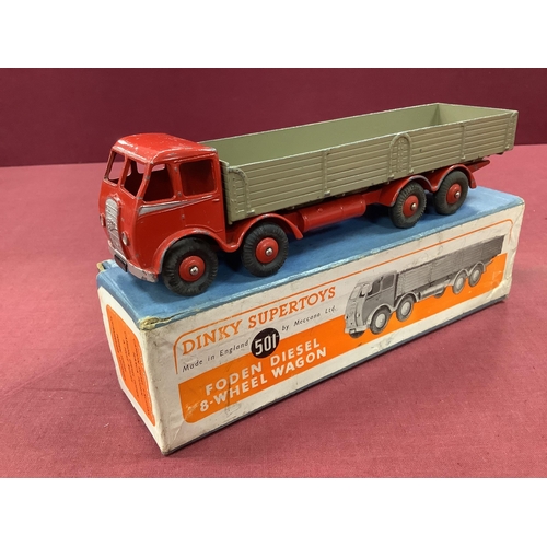 869 - Dinky Supertoys No 501 Foden Diesel Eight Wheel Wagon 1st Series, red/fawn, overall good plus, chipp... 