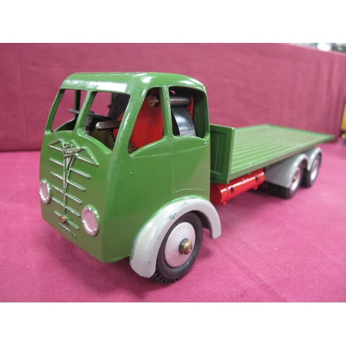 830 - A Shackleton Foden Flat Bed Lorry, green/light grey, clockwork working, overall very good/excellent,... 