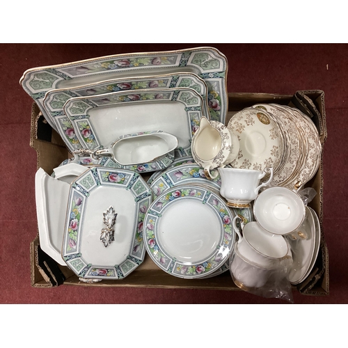 1032 - F & Sons Brampton, Burslem Dinner Ware - graduated meat plates, tureens, dinner plates, 'WI for Home... 