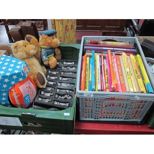 1065 - Chess Set, Teddy Bears, baseball, Children's books, annuals etc:- Two Boxes.