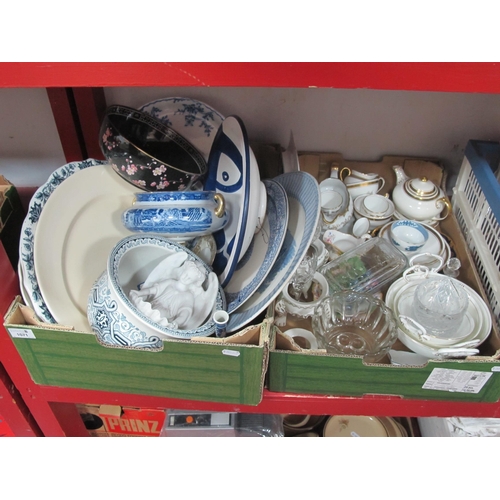 1071 - XIX Century Blue - White Meat Plates, XIX Century plates, Royal Chelsea part tea service:- Two Boxes... 