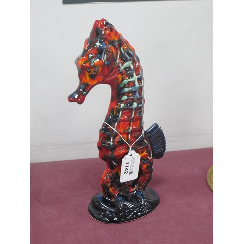 1142 - Anita Harris Model of a Seahorse, gold signed, 29cm high.