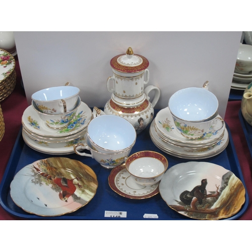 1148 - Apilco Porcelaine De Luxe Tall Teapot, cup and saucer, Tuscan tea ware, etc:- One Tray