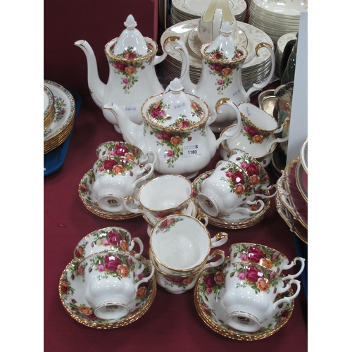 1160 - Royal Albert Old Country Roses tea and coffee service comprising of teapot, two sizes of coffee pot,... 