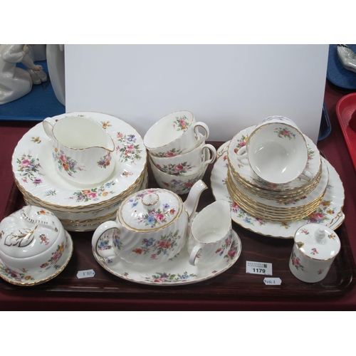 1179 - Minton 'Marlow' Pattern Teaware, comprising small teapot, milk jugs (2), sugar bowl, preserve pots (... 