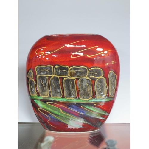 1210 - Anita Harris 'Stonehenge' Purse Vase, gold signed, 12cm high.