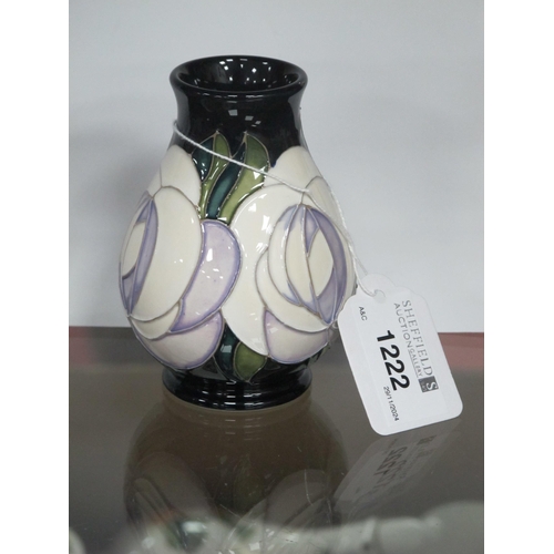 1222 - Moorcroft Pottery 'The White Rose' Vase, designed by Emma Bossons, shape 7/3 impressed and painted m... 