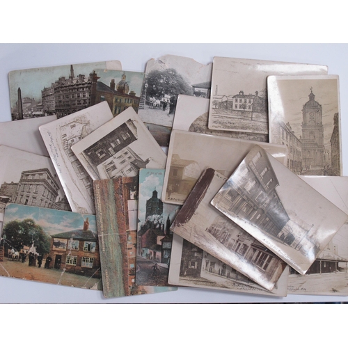 1248 - Old Sheffield Postcards - Four photographic of London Road, New Church St, Alexandra and Broad St, e... 