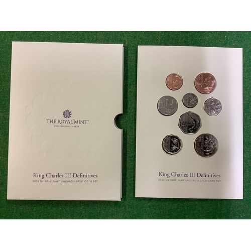 1249 - The Royal Mint King Charles III Definitives 2023 UK BU Coin Set including Fifty Pence Coin - Salmon ... 