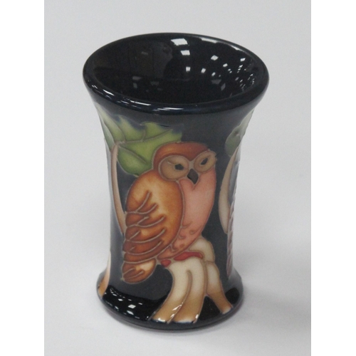 1258 - Moorcroft Pottery 'Impressive Owl' Miniature Vase, shape 158/2, 5.5cm high.