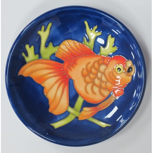 1259 - Moorcroft Pottery 'Chinese Carp' Coaster, designed by Kerry Goodwin, No 8, shape 780/4, signed, impr... 