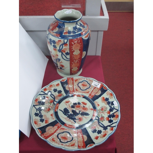 1268 - A Modern reproduction Japanese Imari pattern Charger of circular shaped form together with matching ... 