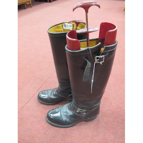 1379 - Chippewa, black leather motorcycle boots, American size 8.1/2.