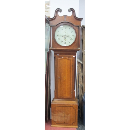 1461 - Early XIX Century (Round) White Dial 8 Day Longcase Clock, Plant Chappell, hood with a swan neck ped... 