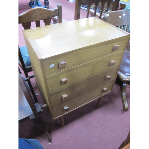 1521 - 1970s Chest of Four Drawers, on tapering tubular legs, 62cm wide.