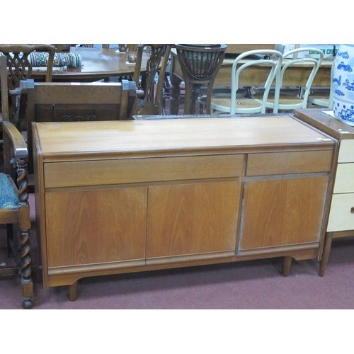 1526 - William Lawrence Teak Sideboard, with two drawers over three cupboard doors, on tapering tubular leg... 